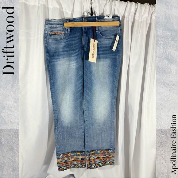 DRIFTWOOD COLLETTE MID RISE EMBROIDERED BLUE JEANS SIZE 30 NWT - Picture 6 of 8
